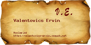 Valentovics Ervin névjegykártya