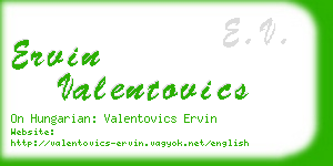 ervin valentovics business card